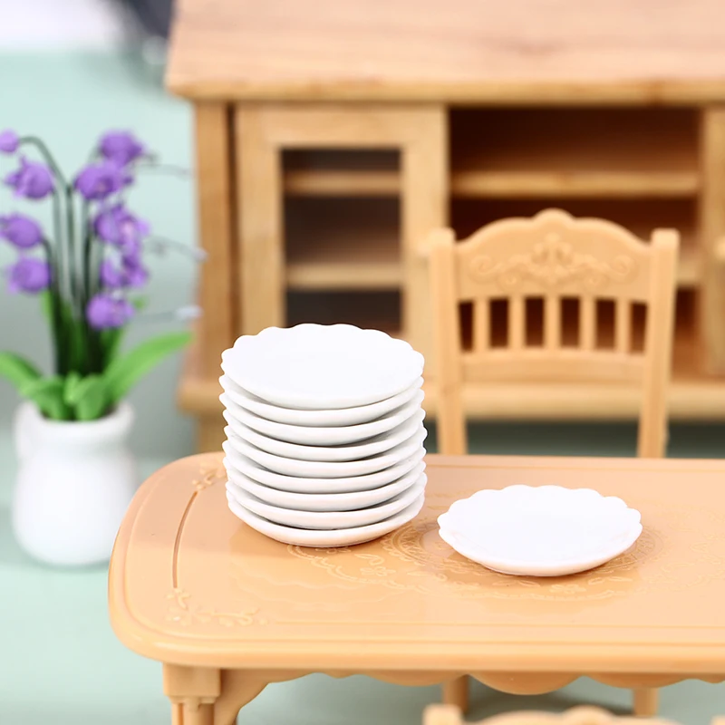 

2Pcs 1:12 Dollhouse Miniature Ceramic Plate Dessert Lace Dish Tableware DecorToy
