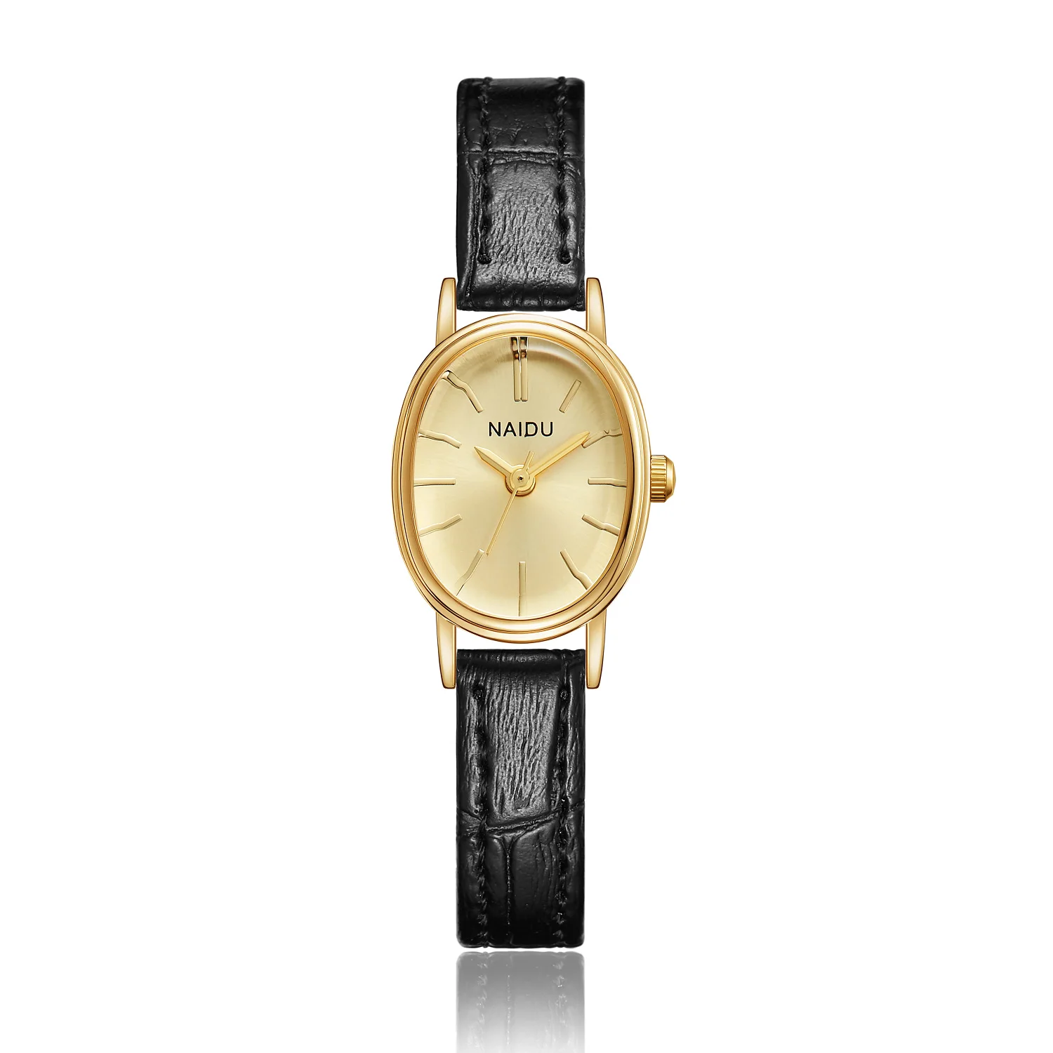 Elegant Ladies Quartz Watch with Smooth Oval Dial Design
