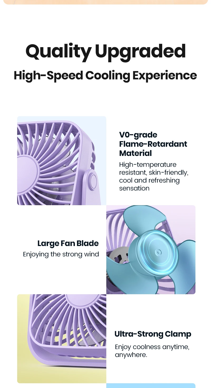 4Inch USB Mini Desk Fan,3 Speeds Quiet Portable Desktop Table Fan,360°Adjustment