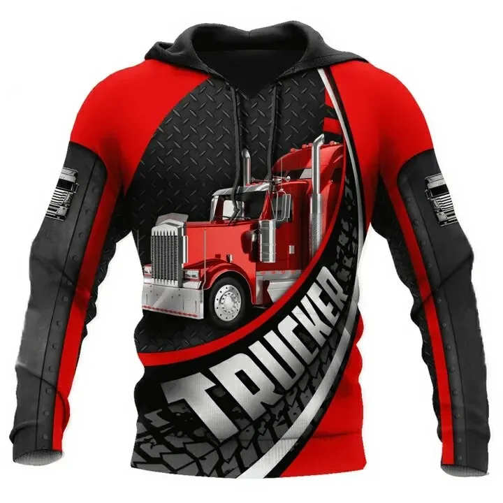 Nuevas sudaderas con capucha para hombre con estampado 3D de camiones pesados, moda urbana, suéter holgado de gran tamaño, sudaderas casuales de otoño e invierno