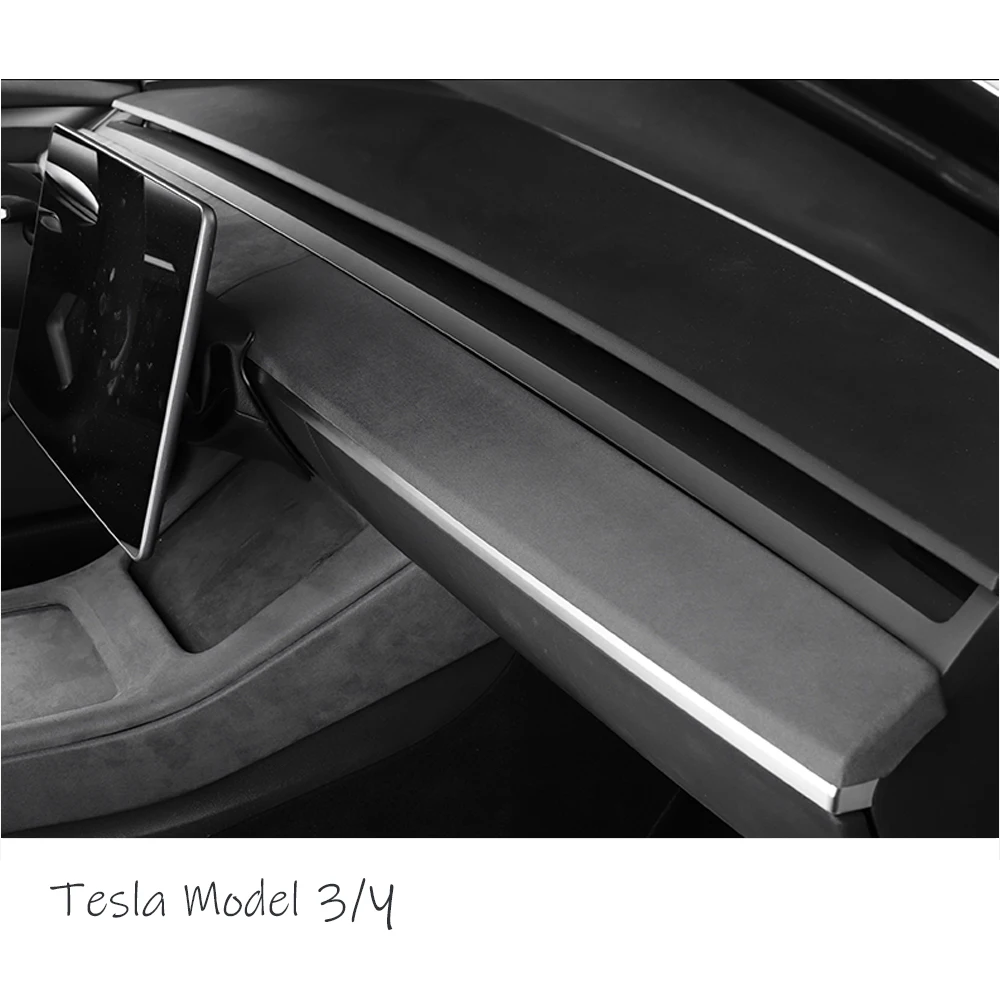 Gray Suede Frabic Trims For Tesla Model 3/Y interior Decoration Mid-Console/Dashboard/Armrest/Backseat Airco Outlet Cover air conditioner trim interior mouldings car moulding decoration interior moulding trim strip dashboard cover air vents cover armrest panel cover