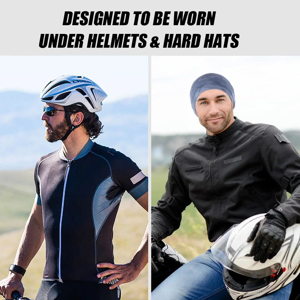 Skull Cap Cycling Cap Ice Silk Cooling Breathable Sweat Absorption Beanie Hat for Outdoor Cycling Bicycle Riding Sports Hat Men 3