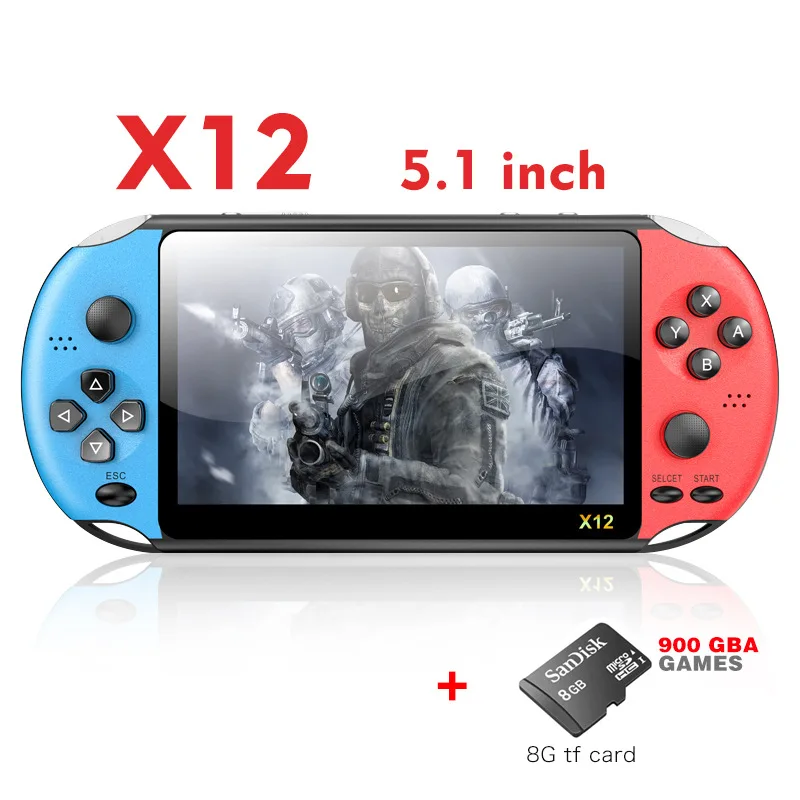 X1/X9/X12 Handheld Game Console Portable Handheld Nostalgic GBA/NES Video Game 5 Inch Large Screen Handheld 
