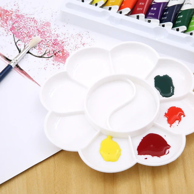 White Painting Supplies Alternatives Paint Pigment Tray Round Palette  Plastic Palette Watercolor Art Paint Tray - AliExpress