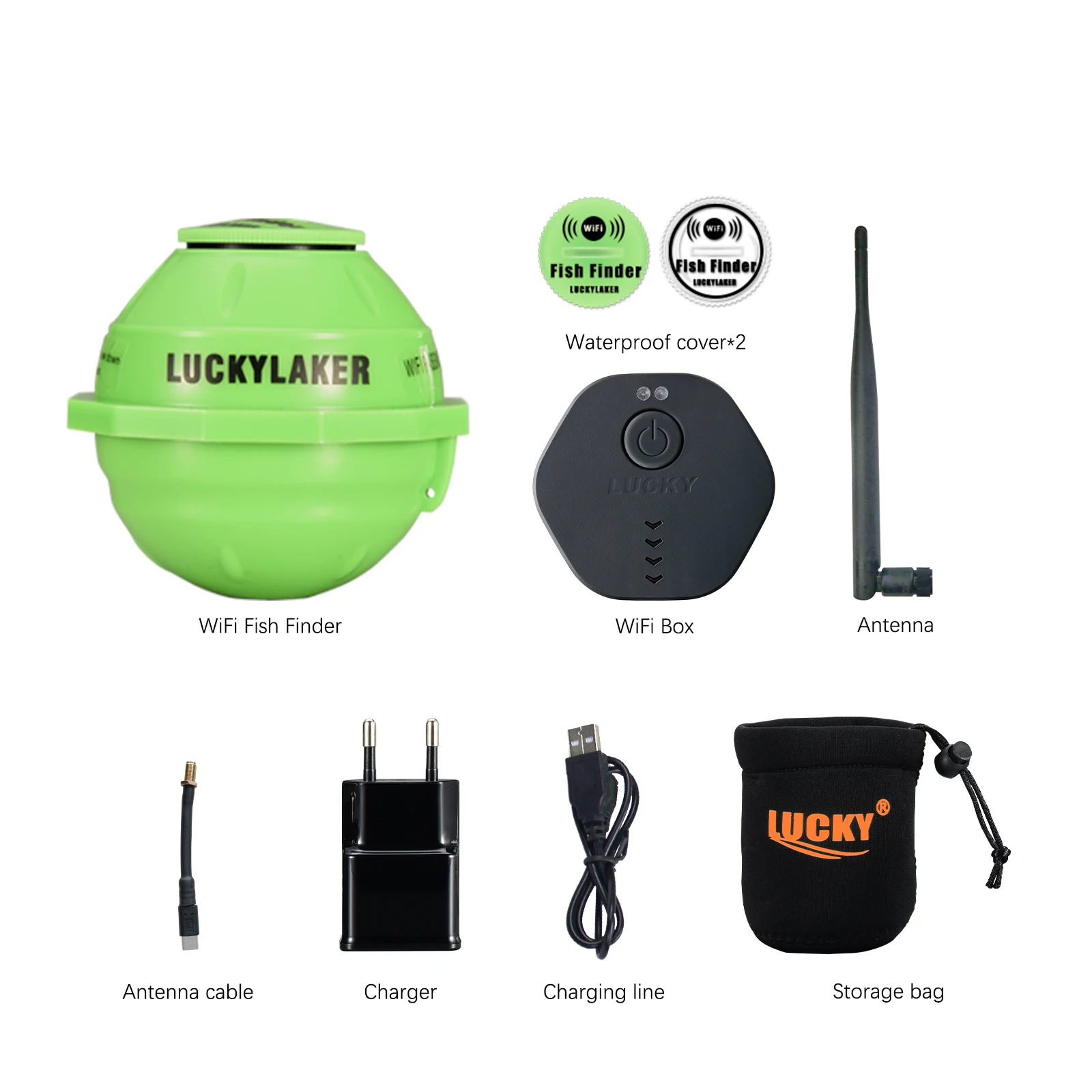 Détecteur poissons intelligent Lucky WiFi 120m portée 45m profondeur iOS Android sans fil portable