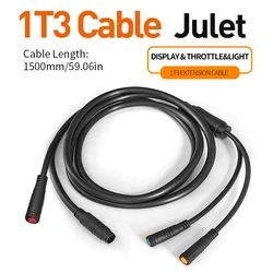 Waterproof Electric Bike Cable Controller and Accessory Kit with Light, Ebrake, Throttle, and Display (1T3 Cable)