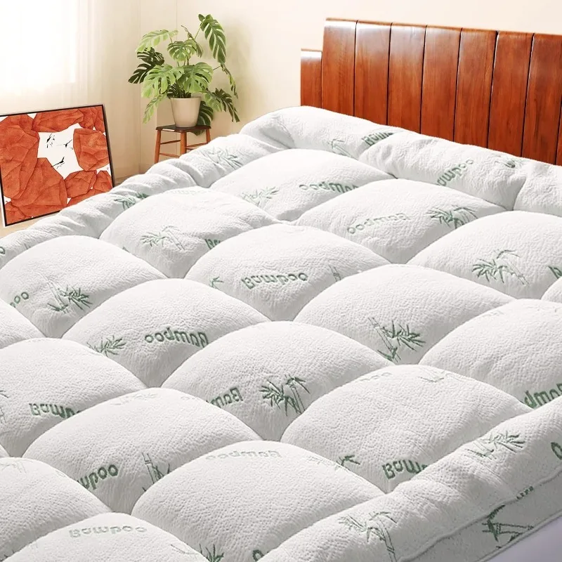 Bamboo Mattress Topper | Cooling, Extra Thick, Soft Quilted Cover