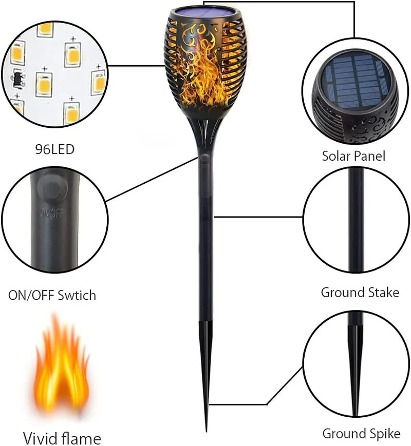 Outdoor 96LED Solar Flame Torch Lights Flickering Light Dancing Led Waterproof Garden Decoration Lawn Path Yard Patio Lamps solar lights solar led lights lawn lamp garden lighting