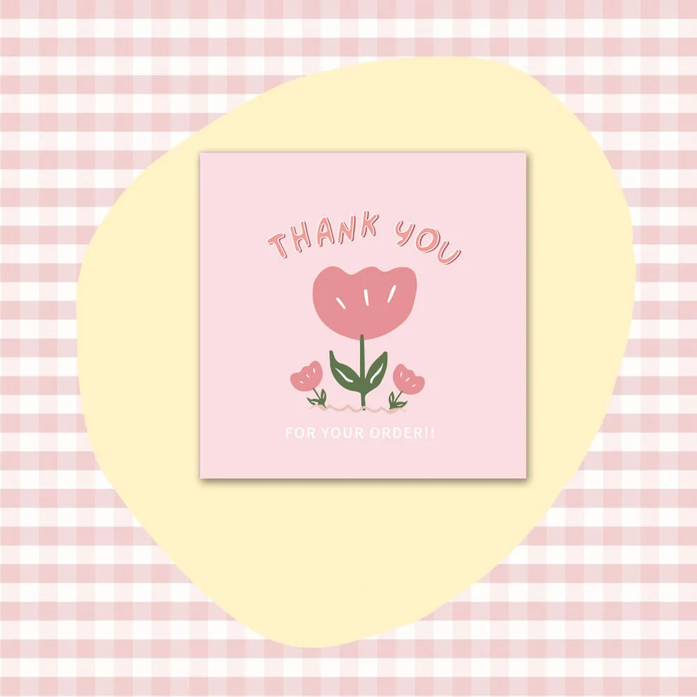 50Pcs 6*6CM Flower Thank You Cards For Gift Box Package Wrapping Holiday Cards Bakery Flower Shop Small Businesses
