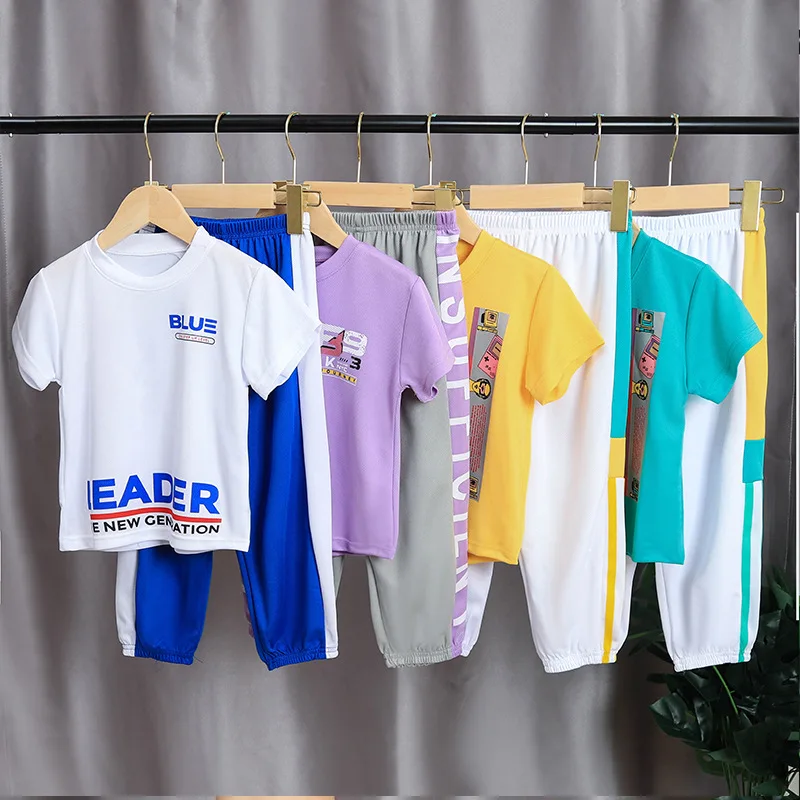 

Summer Short Sleeves Tracksuit Children's Clothing Sets Suit For Boys Girls Sport Pnats Boys Costume Kids Outfits Sportswear
