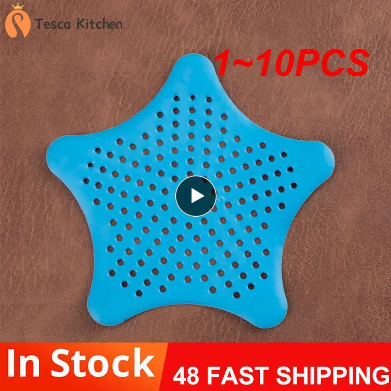 

1~10PCS Color Five-pointed Star PVC Sink Filter Bathroom Kitchen Sewer Filter Bath Shower Cover Drain Strainer Hair Stopper