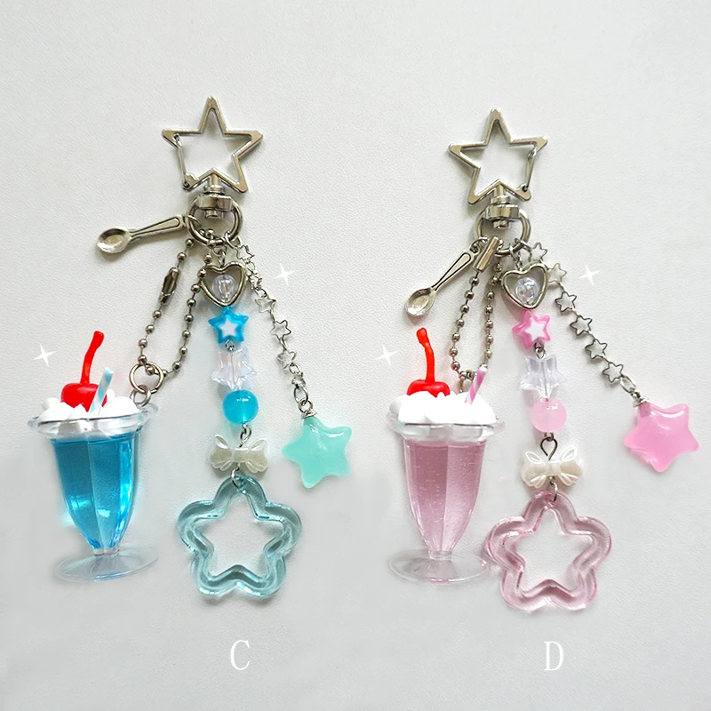 Cream-Soda-Schlüsselanhänger Y2K in Pink und Blau, passender Taschenanhänger, 1 Stück