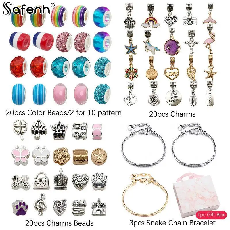 112 PCS Christmas Jewerly Making Kit Charm Bracelet Necklaces Present  Pandora Alloy Beads Set DIY Child Bracelet Free Ship - AliExpress