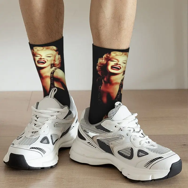 Novelty Print Monroe Marilyns Sexy Golden Girl Socks for Men Women Stretchy Summer Autumn Winter Crew Socks