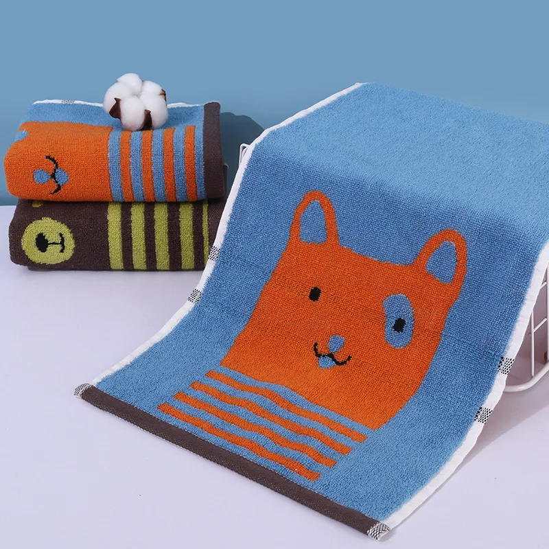 Higher quality 1 set of 3 children's cotton towels thickened household cartoon washing face towel cotton kid towel