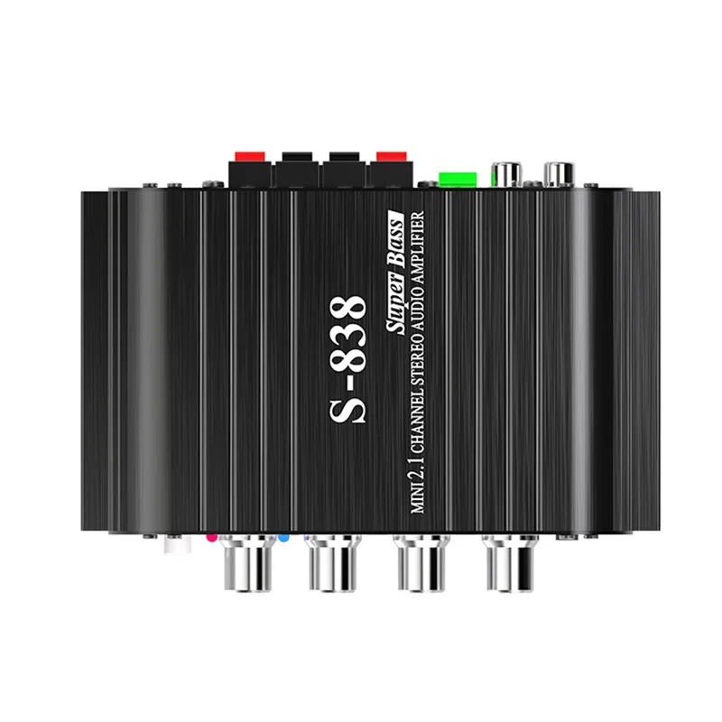 【슈퍼딜】Auto-Partner S-838 2.1CH 오디오 전력 증폭기, RMS 30WX2+40WX1 클래스 D 스테레오 디지털 오디오 앰프(서브우퍼 출력 포함)