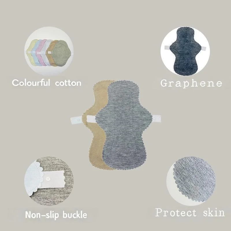 AIO 16.5*25cm Sanitary pads for period Reusable menstrual pads Cotton Graphene TPU Waterproof Breathable Super Absorbent