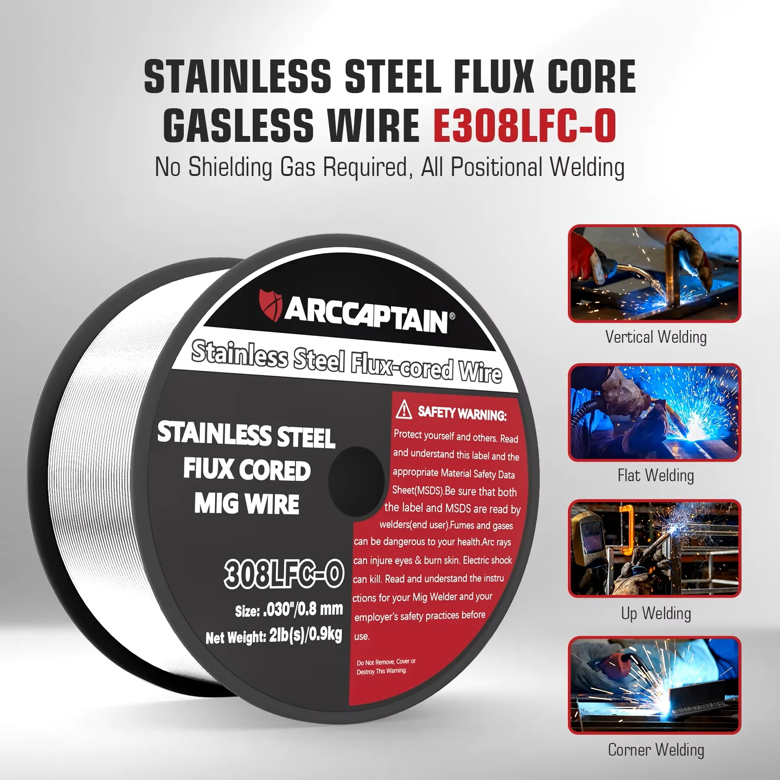 Stainless Steel Flux Cored Wire 308LFC-O 0.8 0.9mm 1 Roll 2 Pounds MIG Welding Wires Flux Cored Welding Machine Wires welding wires