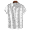 Black And White Simple Men's Shirt Cute Dinosaur Print Men's Clothing Lapel Oversized Short Sleeve Shirt Fashion Street Tops 2