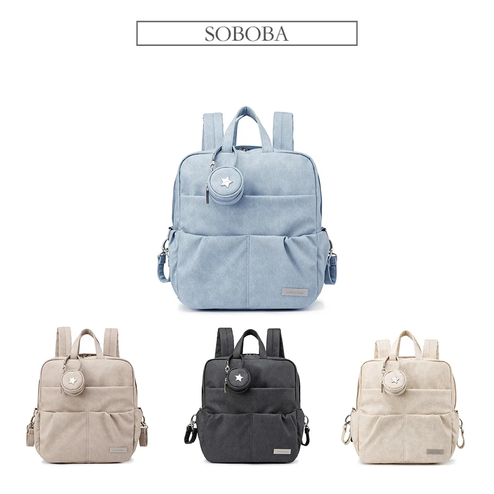 Soboba New Diaper Backpack for Newborn Baby Large Capacity Waterproof Diaper Bag with Pacifier Holder Stylish Diaper Bags 6