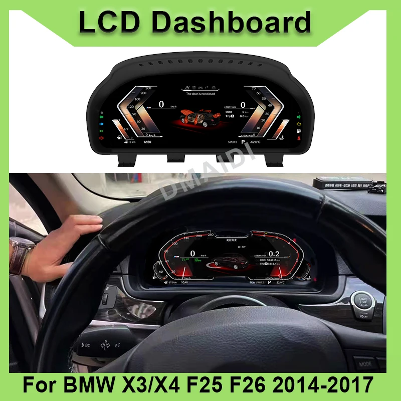 

Multimedia Player Cluster Dashboard Speedometer for BMW X3 X4 F25 F26 2014-2017 Car Virtual Cockpit Panel LCD Gauge Linux System