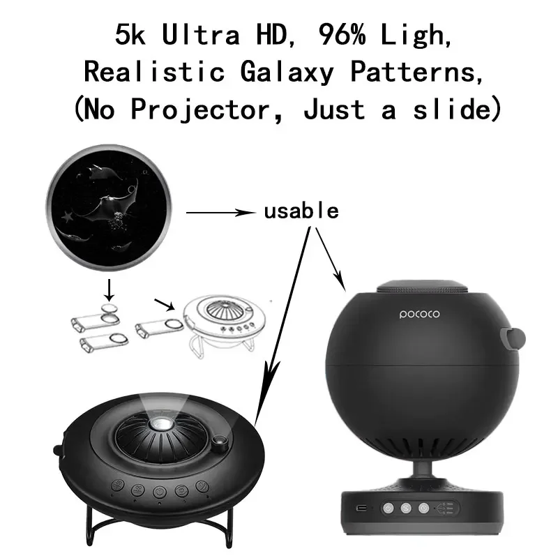 Galaxy projector discs Moon and Stars-Discs for POCOCO Galaxy Projector 5k Ultra HD Realistic Galaxy Patterns 96% Ligh (No Projector)