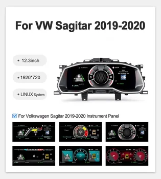 Panel de Instrumentos Digital de 12.3 Pulgadas para Volkswagen VW Sagitar 2019-2020, Cabina Virtual, Tablero de Instrumentos, Velocímetro 1