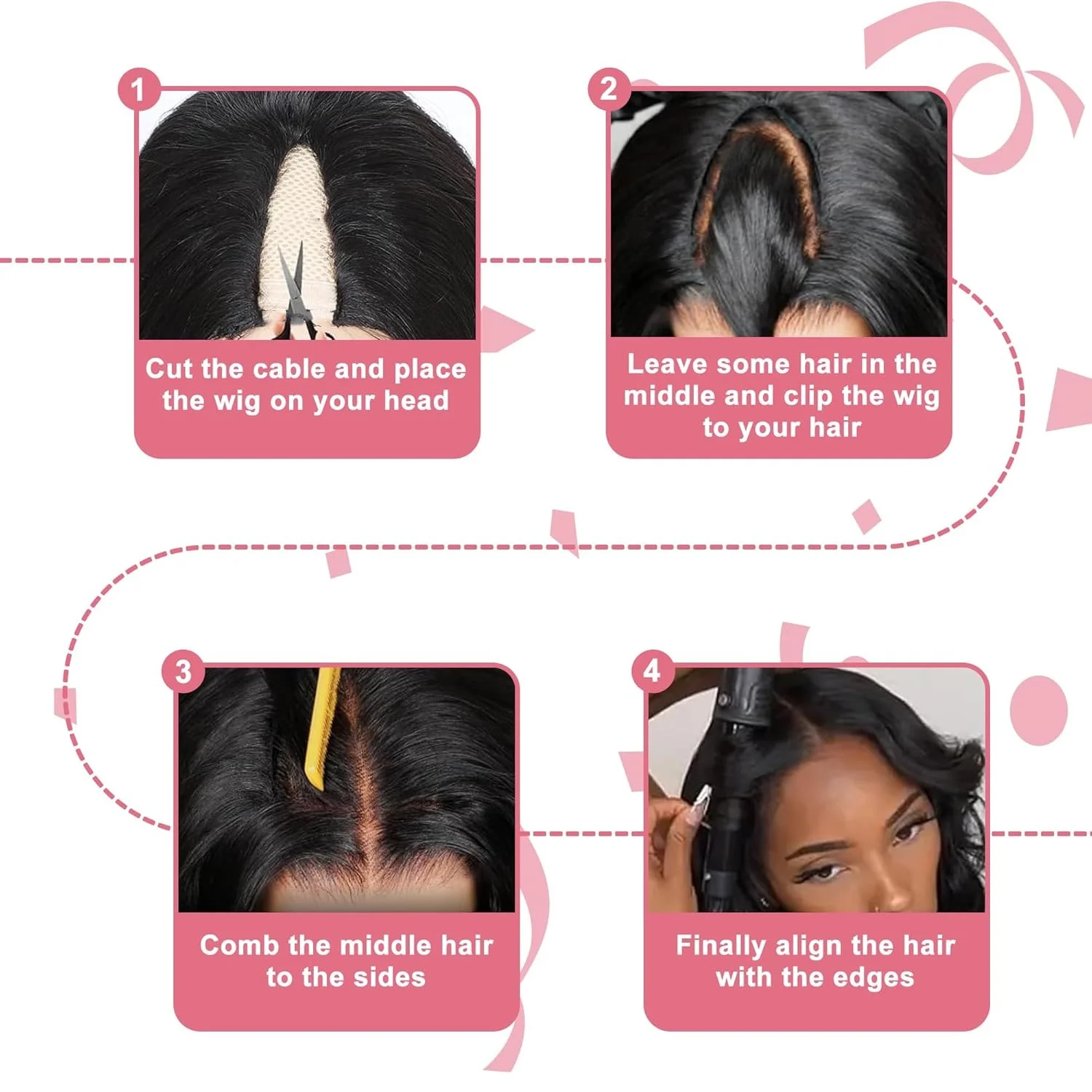 Body Wave 1B/30 Highlight V Part Wig 230 Density Loose Wave Human Hair Wig V Shape Clip in Half Wigs No Leave Out No Sew In 2