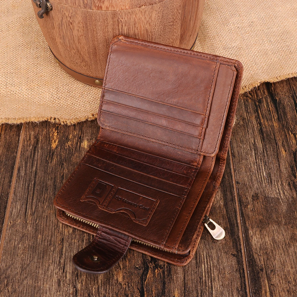 Leather men's wallet multi-card money clip Rfdi luxury wallet business retro leather Small coin purse men's Card holder bag