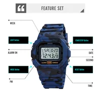 SKMEI-Montre de sport numérique multifonctionnelle pour homme, 2 comptes à rebours, montres-bracelets pour homme, mode rétro, 1628 5