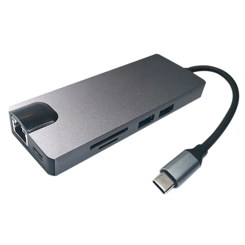 USB C Hub 8 In 1 USB C Dock LAN +TYPE C +SD/TF Card +USB3 .0 X2 +HDTV + VGA For Notebook Laptop Computer| | - AliExpress