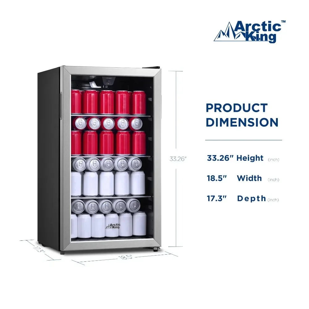 New Arctic King 115-Can Beverage Fridge & Cooler, Stainless Steel Look, ARV115B1AST