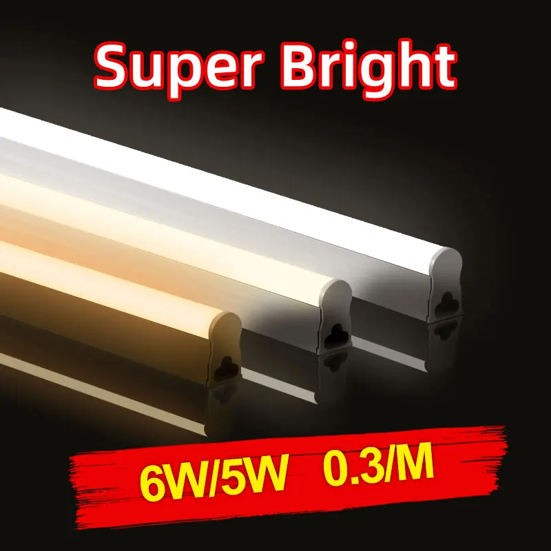 LED Tube 220V Led Lights  Kitchen Cabinet Lamps Strip Lighting Fixture 5W 6W 30CM For Bedroom Closet Kitchen Lamp Tube Bar