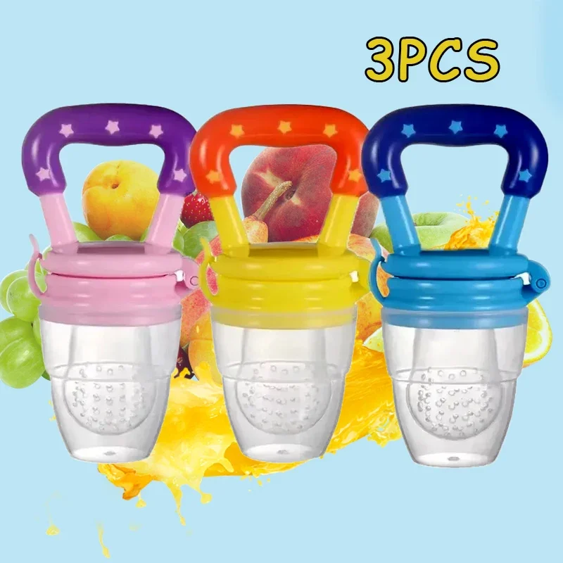 3 PCs Baby Fruit Vegetable Teether Food Supplement Bite Le Silicone Baby Feeding Tableware