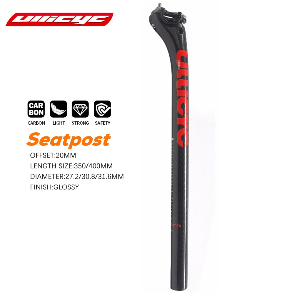 

ULLICYC Seatpost Carbon Seatpost 3K Weave Glossy MTB/Road Bike Seat Post Length 350/400mm Dropper Bicycle Parts 27.2/30.8/31.6mm