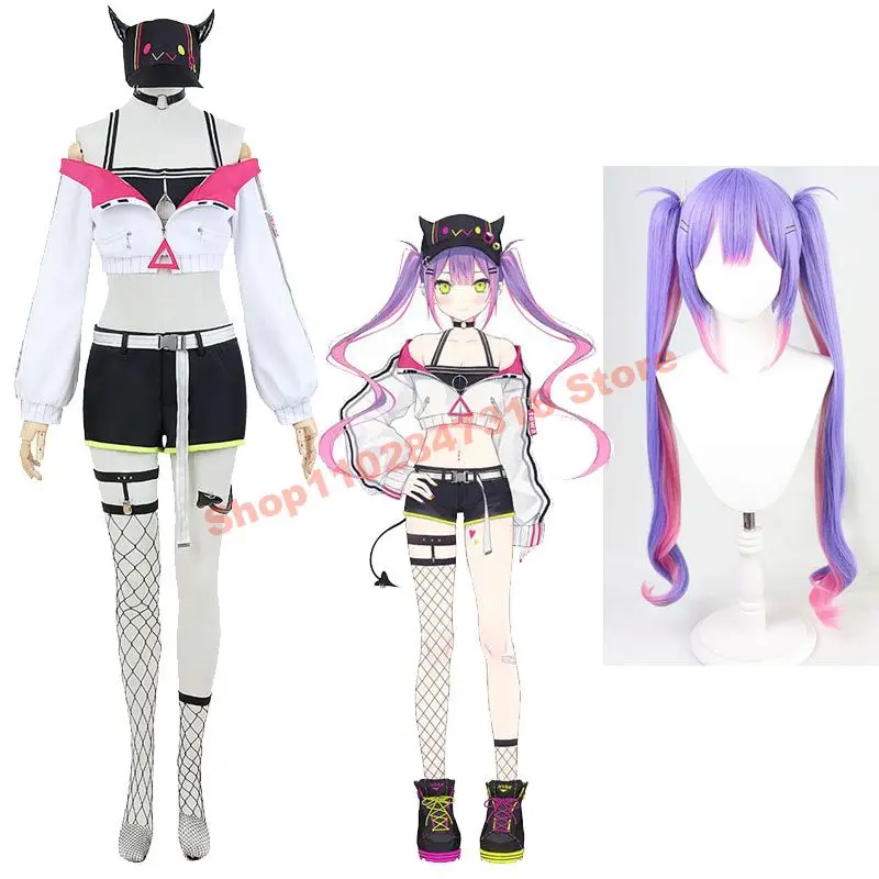 

Hololive VTuber Tokoyami Towa Cosplay Costume And Wig Anchor Anime Clothing Halloween Virtual YouTuber Sexy Dress Up