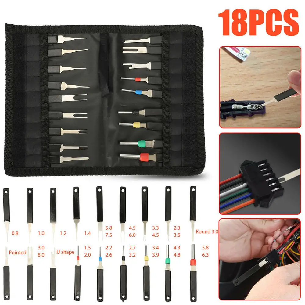 

18Pcs Heavy Duty Thick Car Terminal Removal Kit Wire Connector Pin Release Tool