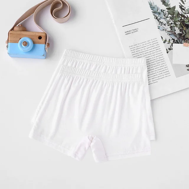 Girls Modert Kids UnderPants Children Underwear Girls Panties Anti-Shine Safety Underwear 2pcs/lot White 2PCS
