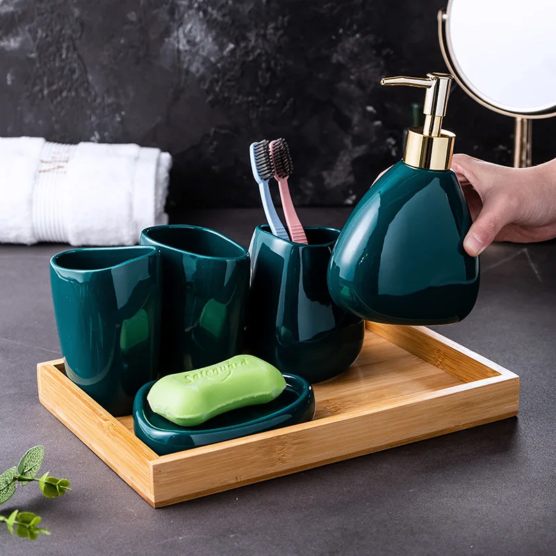 European Porcelain Bathroom Accessories Dark Green Ceramic Toothbrush ...