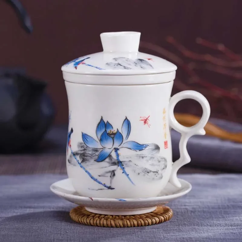 DISDADA Tazza Da Te Con Infusore Regalo Tazza per Tisana con Filtro per Tisane Tazze Ceramica Coperchio Tazzine Da The Perfetto per La Preparazione Di Tè Sciolto (Color : Elegant Black
