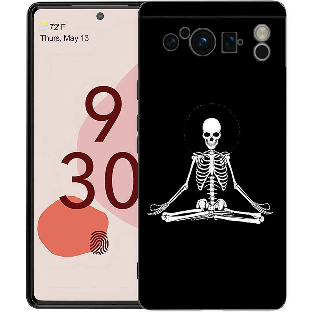 Black Soft Shell Phone Case with Funny Skeleton Design