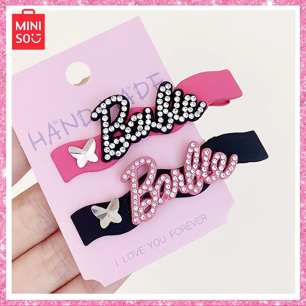 

Miniso 2024 New Barbie Y2K Matte Frosted Letters with Bangs and Rhinestone Duckbill Hair Accessories Birthday Gift for Girls