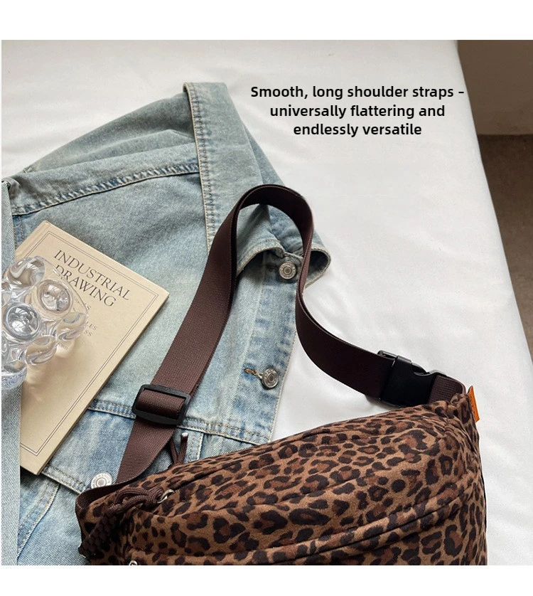 Women's Leopard Print Chest Bag, Autumn/Winter Fashion Crossbody Bag, Trendy Sporty Multifunctional Waist Bag Waist Packs bolsa