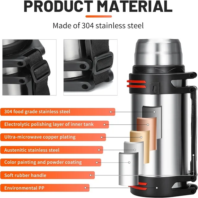 Large Capacity Flasks Water Bottle Stainless Steel Thermos Bottle VacuumInsulated Water Outdoor travel Bottle Cup Keeping Warm 5