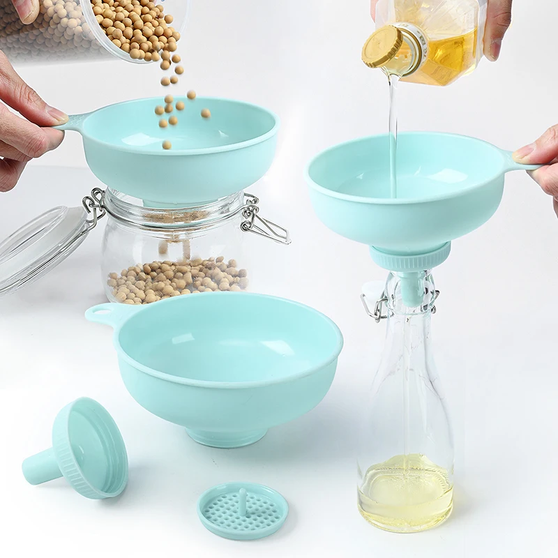 

3 In 1 Plastic Wide Mouth Funnel Household Multifunctional Oil Drain Wine Drain Kitchen Accessories Tools