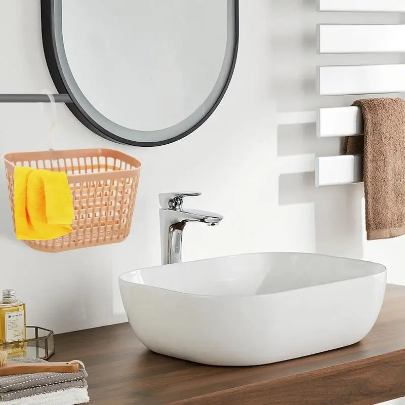 Plastic Home Storage Basket Hanging Shower Basket With Hook For Bathroom Storage Holder Kitchen Hook Organizer