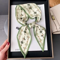 Fashion Print Hair Ribbon Scarf Women Neck Tie Bag Scarfs Satin Silk Skinny Headscarves Ladies Foulard Floral Bands 2022 New 5