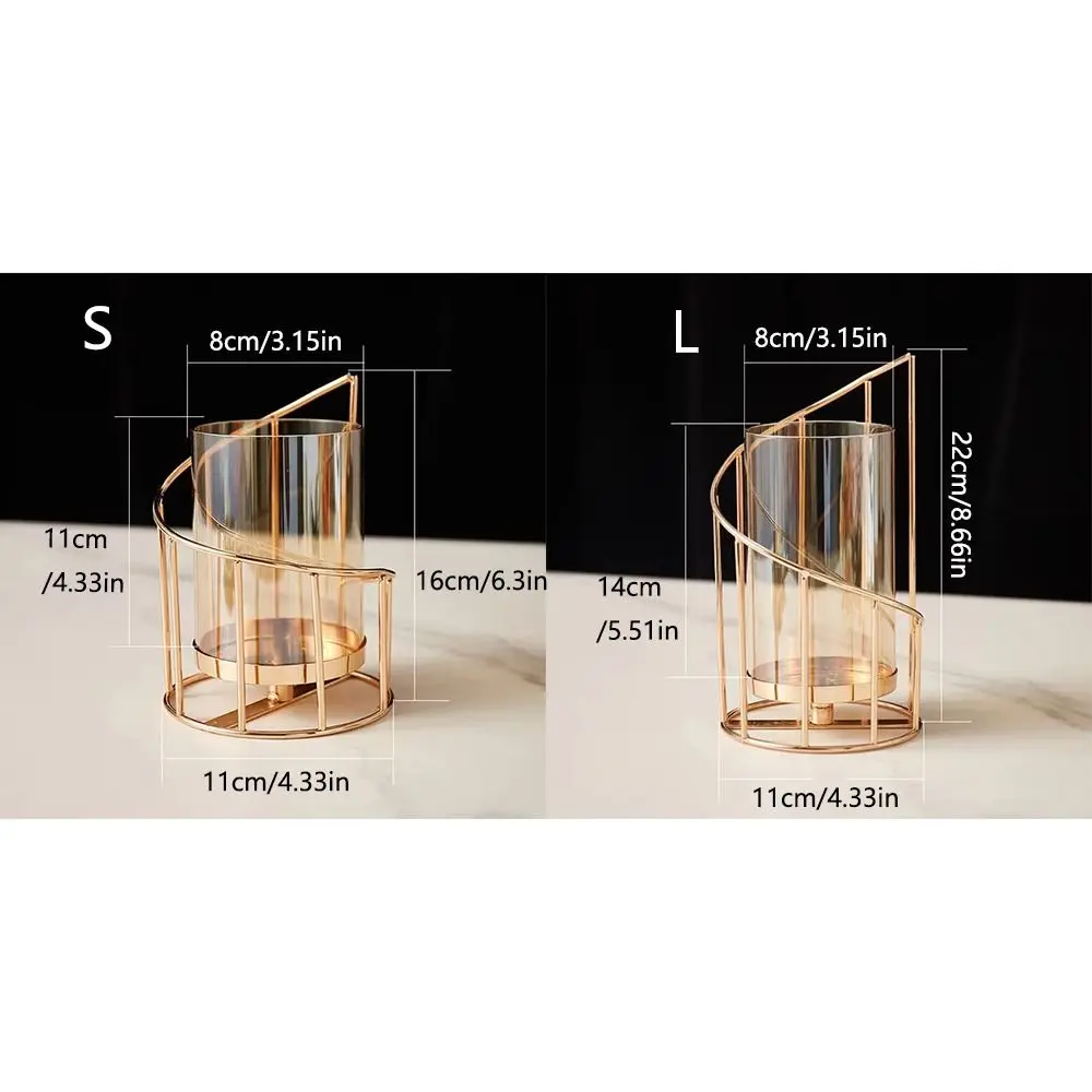 Golden/Black Metal Glass Candle Holder Detachable Non-slip Desktop Decorative Vase Rust-proof Ornaments European Candle Stand