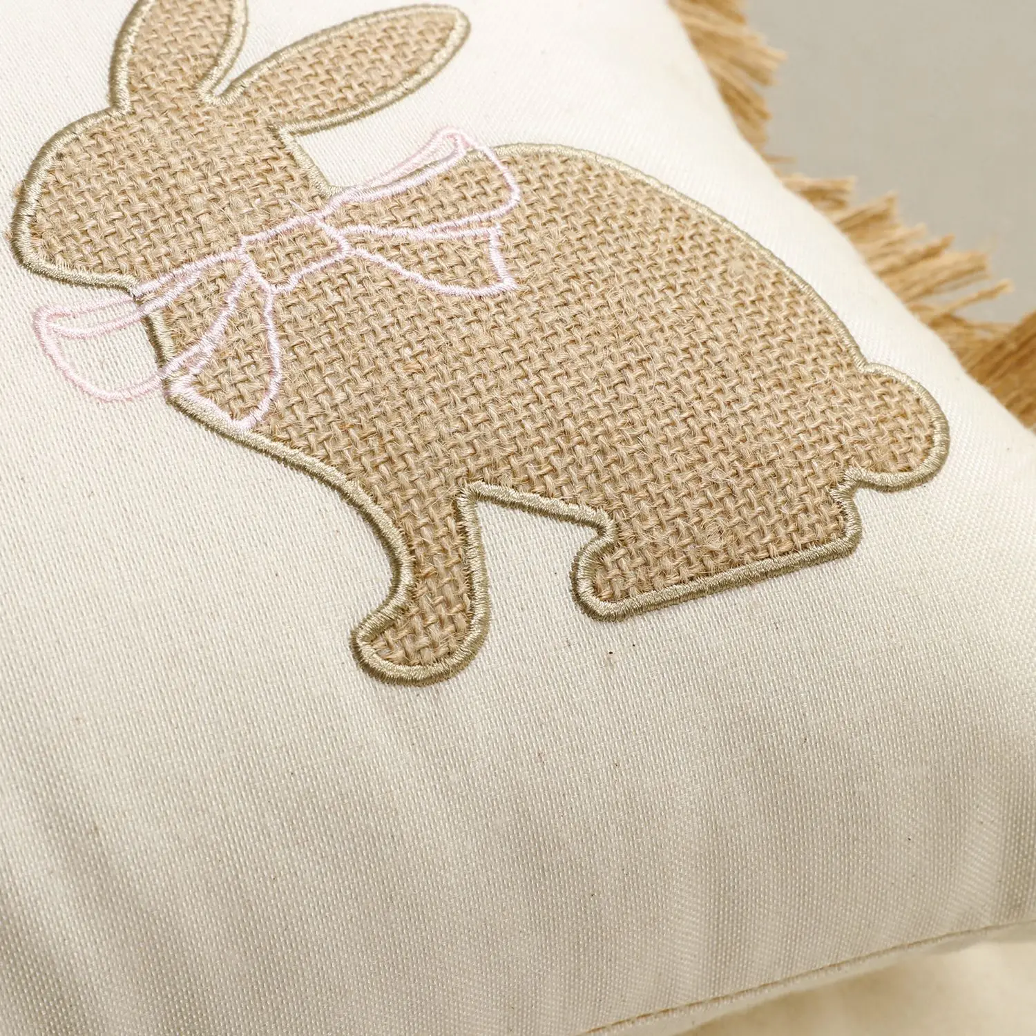 Neuer Osterhase Baumwoll-Leinen Bestickter Kissenbezug Cojines Frühlingsgarten Outdoor Dekokissenbezüge Kopfteil Kissenhülle – Detail 13