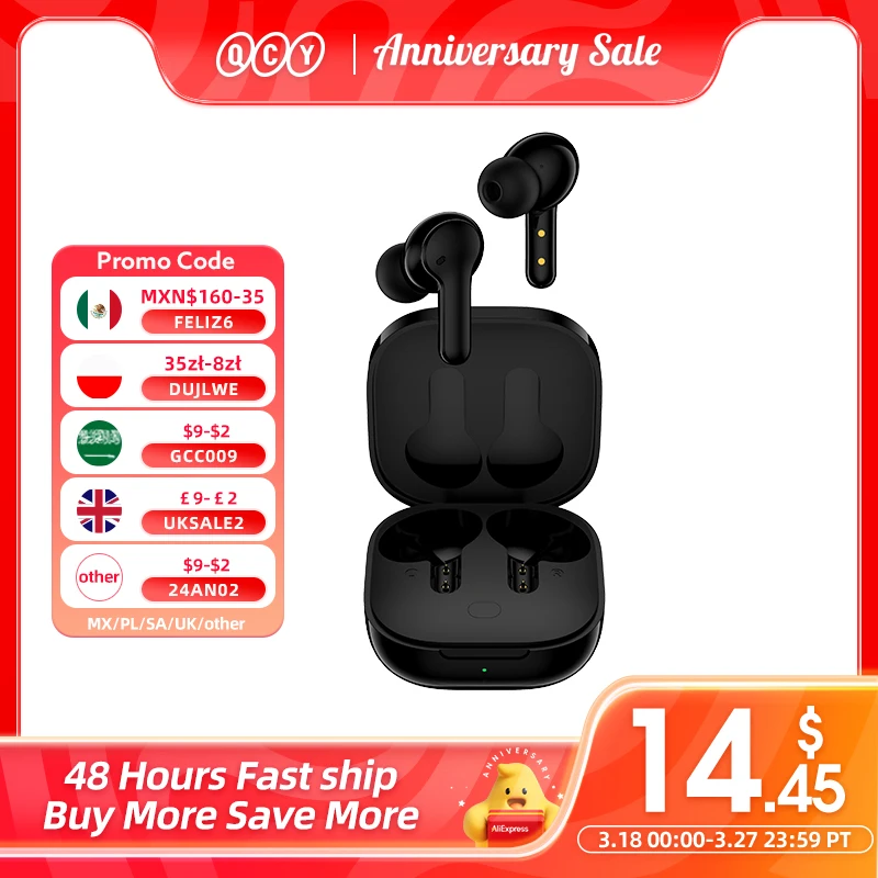 

QCY T13 Wireless Smart Headphone BT5.1 TWS Earphone 4 Mic ENC HD Call Headset Touch Control Earbuds Long Standby 40H